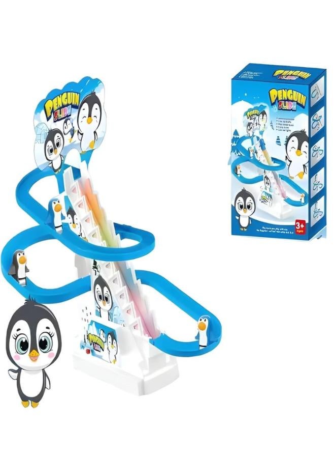 3-piece climbing-stairs penguin toy set, a cute small penguin-theme toy with lights and music from - Image 1