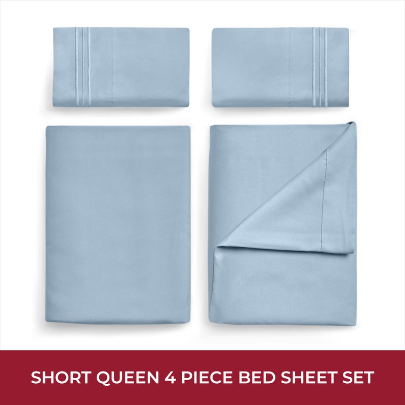mellanni Mellanni RV Short Queen Sheets - 4 PC Iconic Collection Bedding Sheets & Pillowcases - Hotel Luxury  Extra Soft  Cooling Bed Sheets - Deep Pocket up to 10 inch (RV/Short Queen  Blue Hydrangea)  - Image 3
