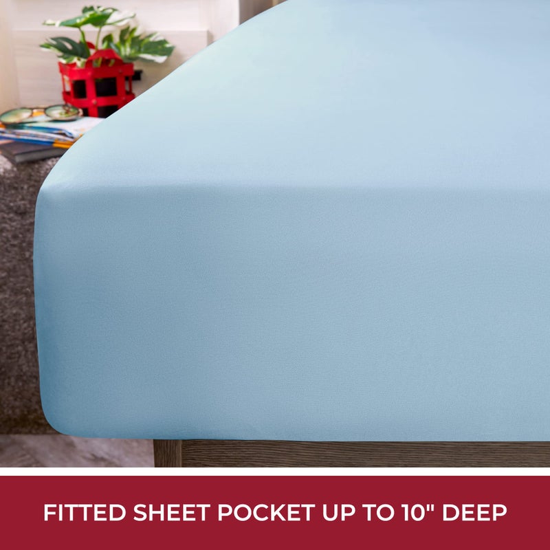 mellanni Mellanni RV Short Queen Sheets - 4 PC Iconic Collection Bedding Sheets & Pillowcases - Hotel Luxury  Extra Soft  Cooling Bed Sheets - Deep Pocket up to 10 inch (RV/Short Queen  Blue Hydrangea)  - Image 4
