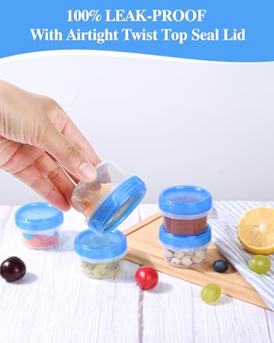 Atecare Salad Dressing Containers, [16 Pack*2 oz] Reusable Easy to Open Dressing, Condiment, Sauce, Dip Containers to Go With Leak-Proof Twist Top Lids, Bpa Free, Safe For Microwave, Freezer, Dishwasher - Image 4