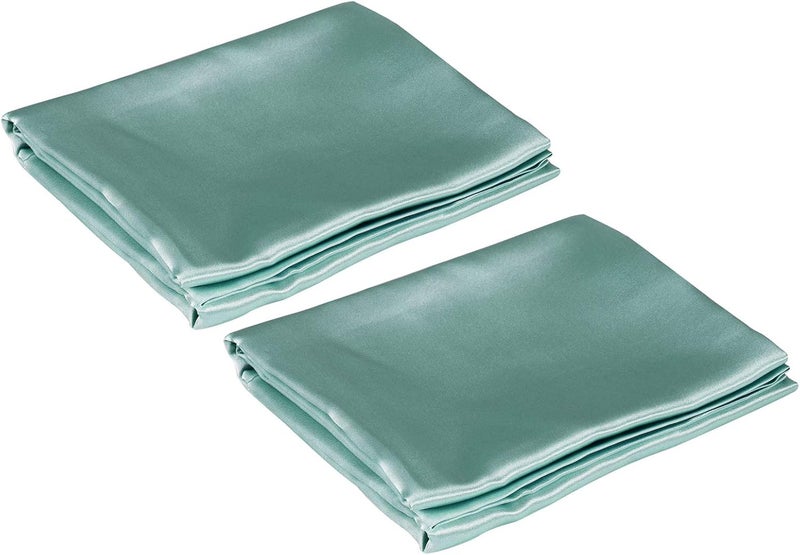 Acouto 2pcs le Lope Ed Ow Covers 75 X 150D Satin Beddings Set for a Urious Sleep Experience (Green) - Image 5