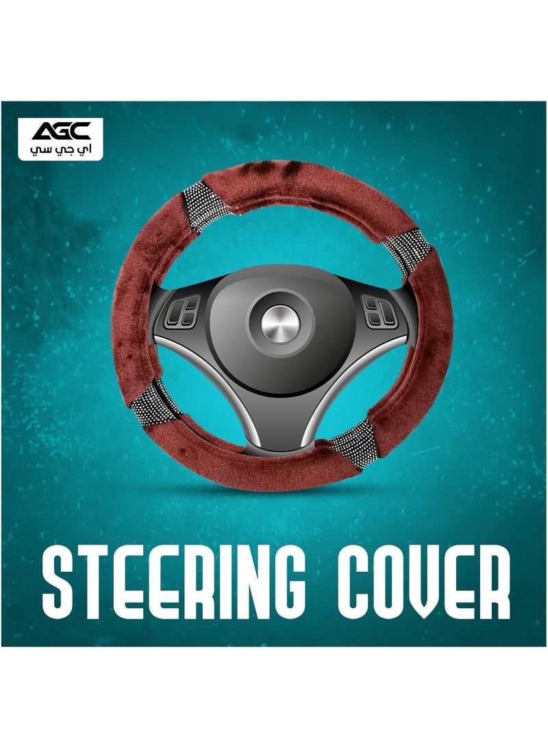 Agc Premium quality Car Steering Cover Size Medium 38cm Fluffy Steering Wheel Cover Smooth Fur AGC - Image 1