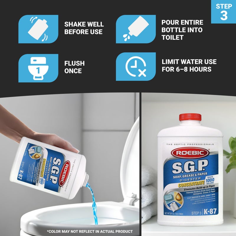 Roebic SMP-1000-PAK-1 Complete Septic System Maintenance Kit: 4 Quarts, Pack of 1, All-in-One Solution for Septic System Care - Image 5