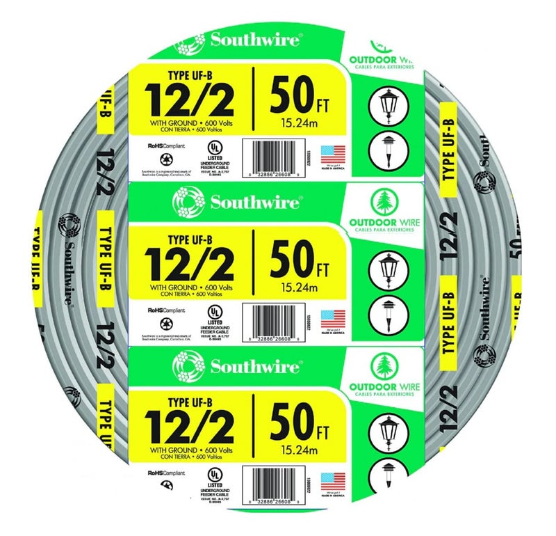 Southwire 13055922 12/2Wg Uf Wire 50-Foot Copper - Image 1