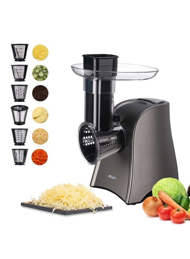 ASLATT Electric Cheese Grater, Electric Cheese Grater, with One-Touch Control for Vegetables, Fruits, Potatoes, Electric Cheese Shredder, Salad Machine with 6 Accessories - Image 1