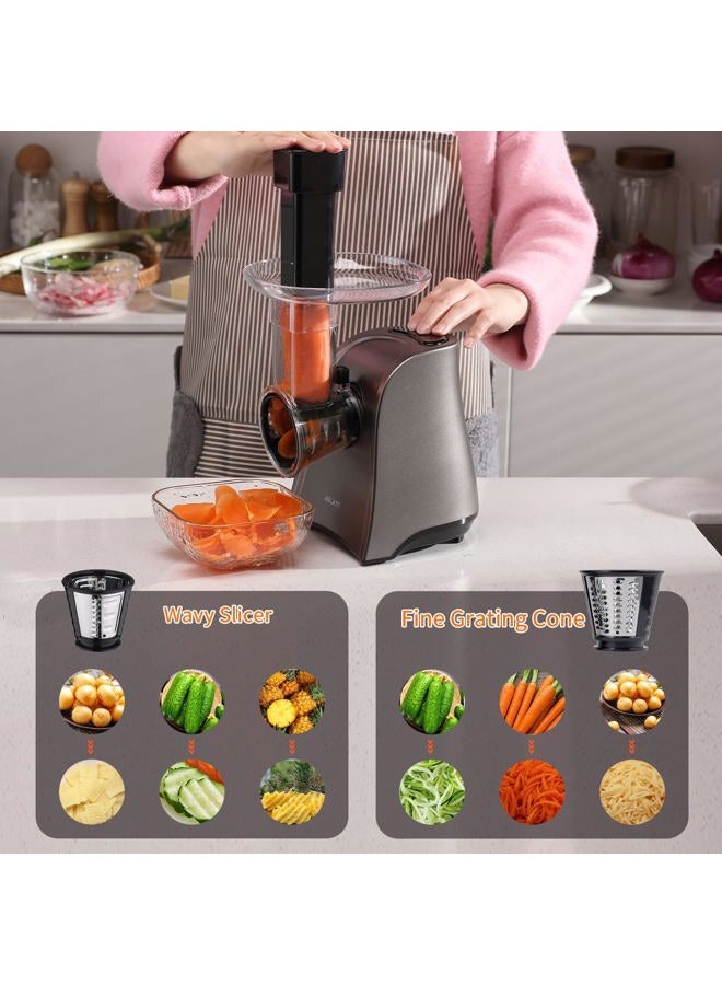 ASLATT Electric Cheese Grater, Electric Cheese Grater, with One-Touch Control for Vegetables, Fruits, Potatoes, Electric Cheese Shredder, Salad Machine with 6 Accessories - Image 4