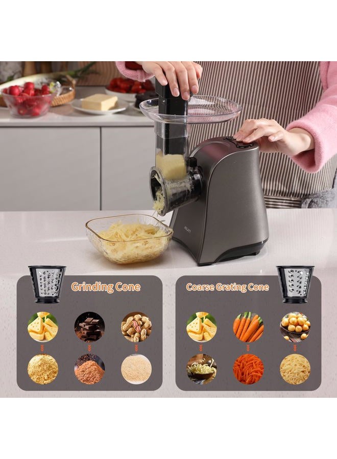 ASLATT Electric Cheese Grater, Electric Cheese Grater, with One-Touch Control for Vegetables, Fruits, Potatoes, Electric Cheese Shredder, Salad Machine with 6 Accessories - Image 3
