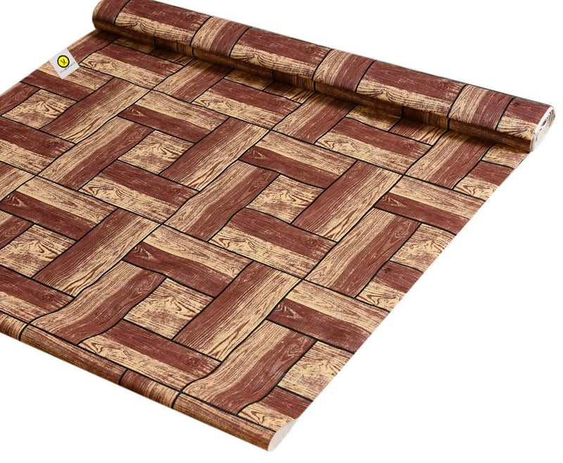 Yellow Weaves حصيرة خزانة/مطبخ/درج من بولي كلوريد الفينيل الأصفر 5 متر رول، 45 × 500 سم (متعدد الألوان)، صلب، بني - Image 1