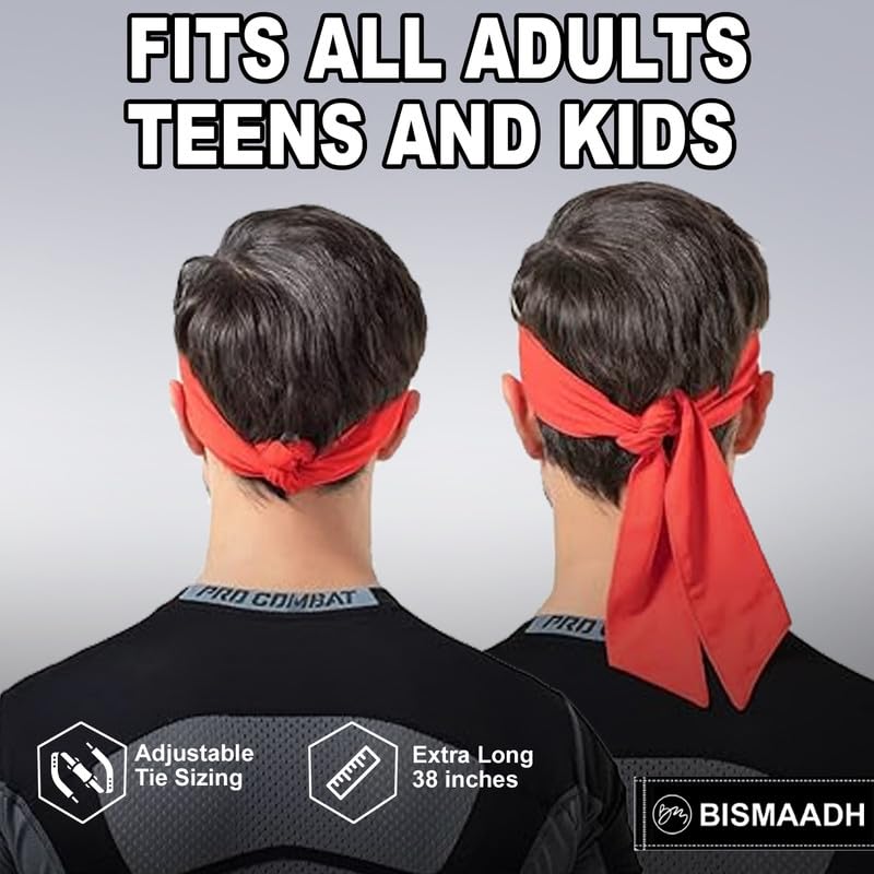 BISMAADH Head Tie Headbands for Women Men Tennis Sports Running Athletic Bandana Karate Non Slip Sweatbands Exercise Hair Wrap Bands Moisture Wicking Headwear Stretchy Hairbands - Image 5