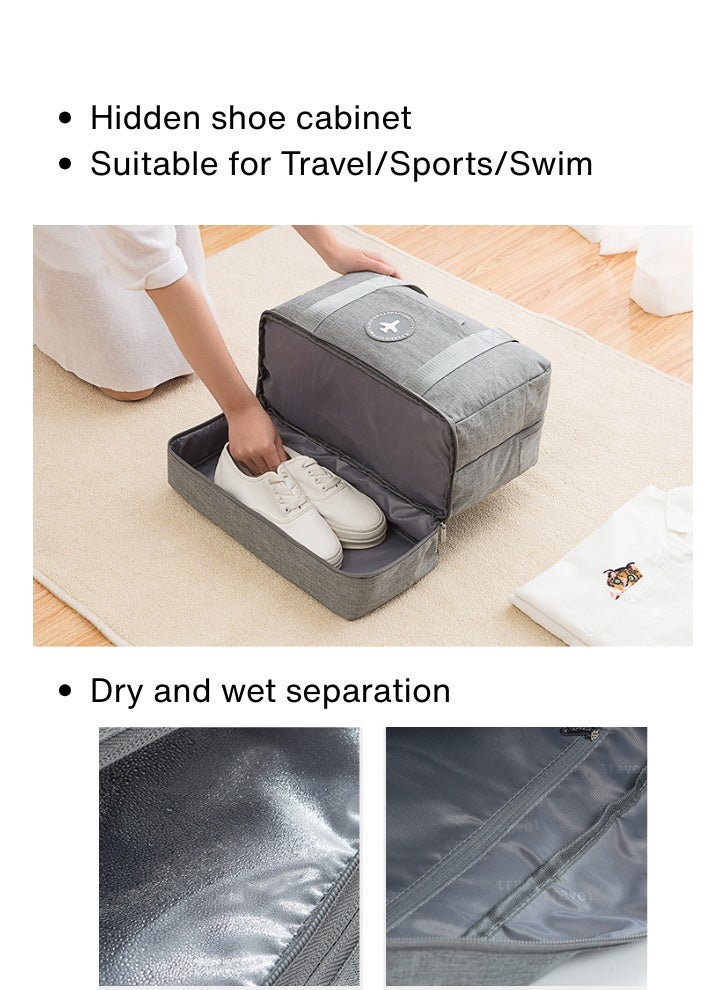 Large Capacity Travel Duffle Bag with Shoe Compartment & Wet Dry Separation, Multi-Functional Luggage Storage Bag, Fitness Bag,Waterproof Gym Tote Bag for Travel, Sports, Swim - Image 2