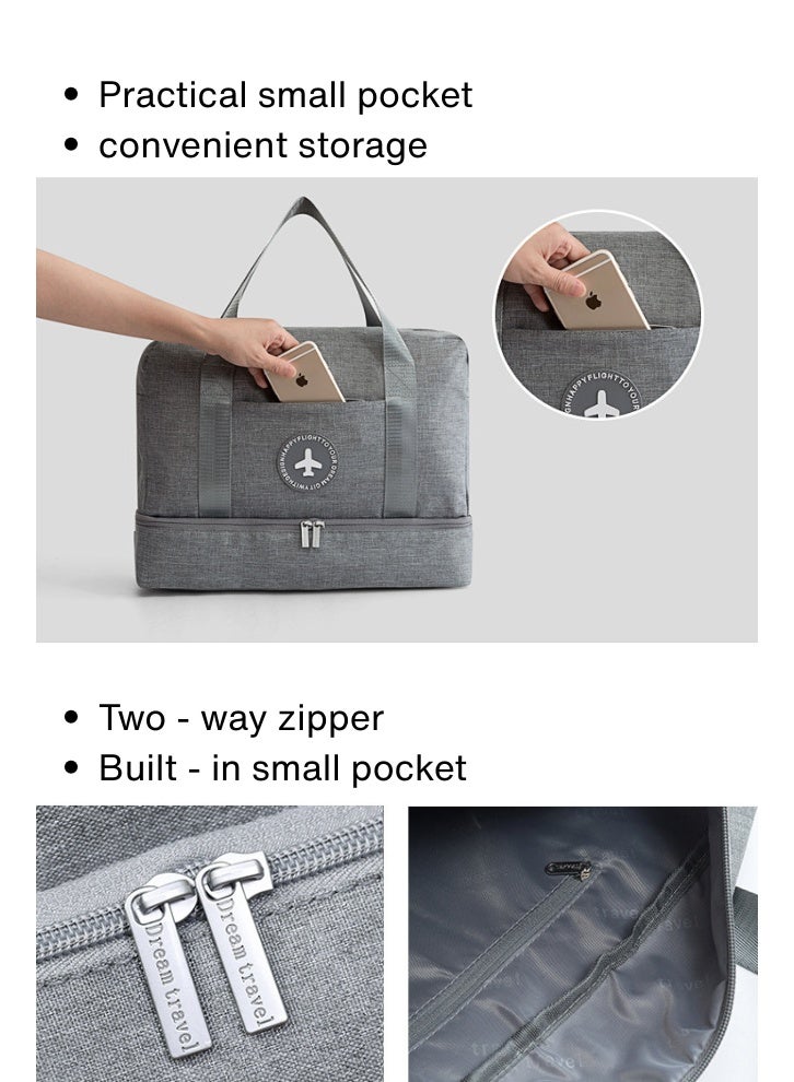 Large Capacity Travel Duffle Bag with Shoe Compartment & Wet Dry Separation, Multi-Functional Luggage Storage Bag, Fitness Bag,Waterproof Gym Tote Bag for Travel, Sports, Swim - Image 3