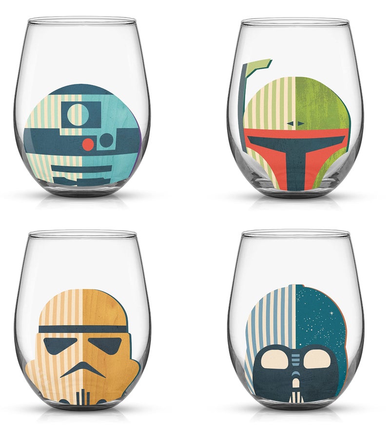 JoyJolt JoyJolt Star Wars Helmet Hues Tumblers Stemless Glasses. Set of 4 19oz Stemless Drinking Glass  Star Wars Kitchen Glasses. Star Wars Gifts and  Star Wars Collectibles for Adults  - Image 1
