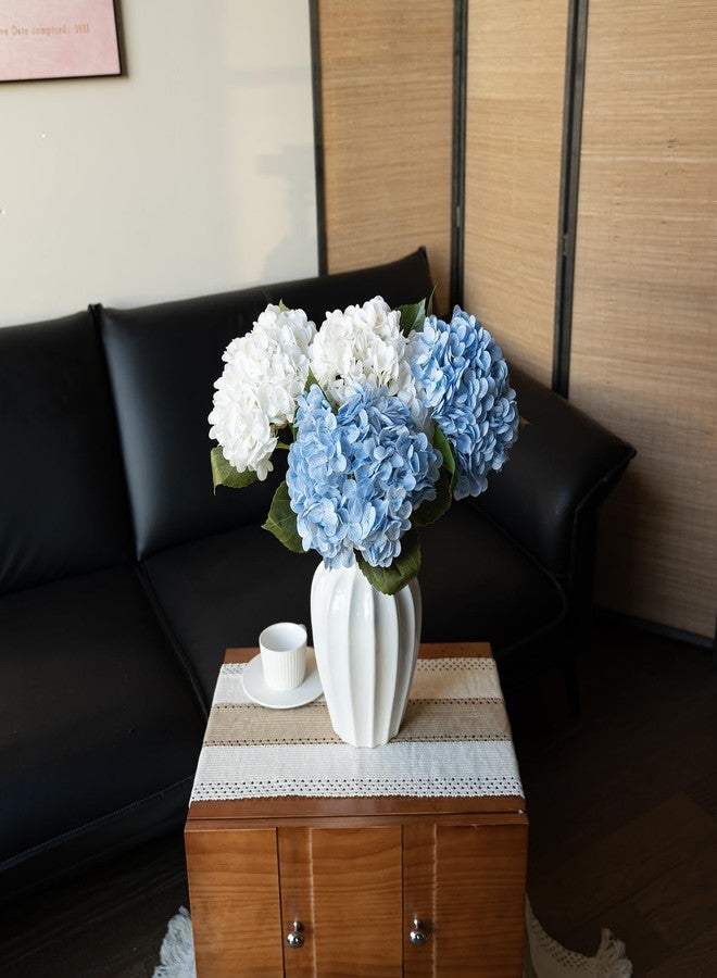 DUYONE 4PCS Artificial Flowers Large Hydrangeas Flowers Latex Bouquet for Wedding Bridal Office Home Party Decoration (2Pcs White+2Pcs Blue) - Image 3