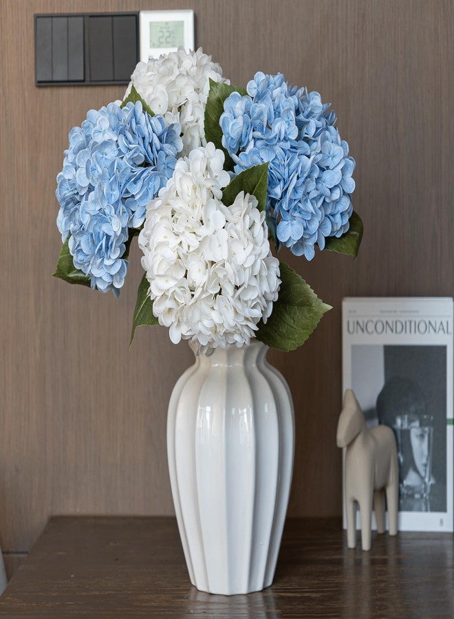 DUYONE 4PCS Artificial Flowers Large Hydrangeas Flowers Latex Bouquet for Wedding Bridal Office Home Party Decoration (2Pcs White+2Pcs Blue) - Image 4