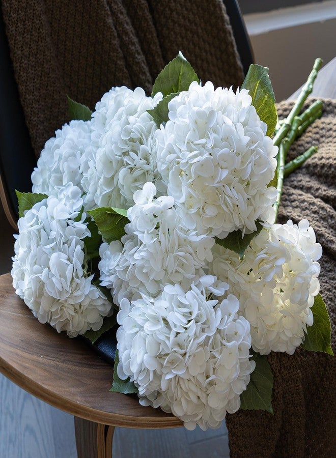 DUYONE 4PCS Artificial Flowers Large Hydrangeas Flowers Latex Bouquet for Wedding Bridal Office Home Party Decoration (2Pcs White+2Pcs Blue) - Image 5
