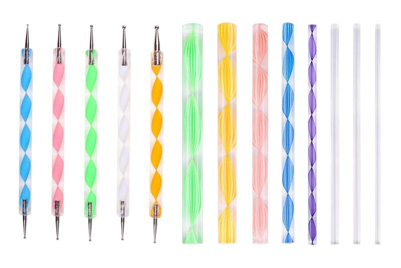 RRJ 13 Piece Mandala and Acrylic Dotting Tool Set Embossing Stylus for Pottery Ceramic and Polymer Clay Multicolour