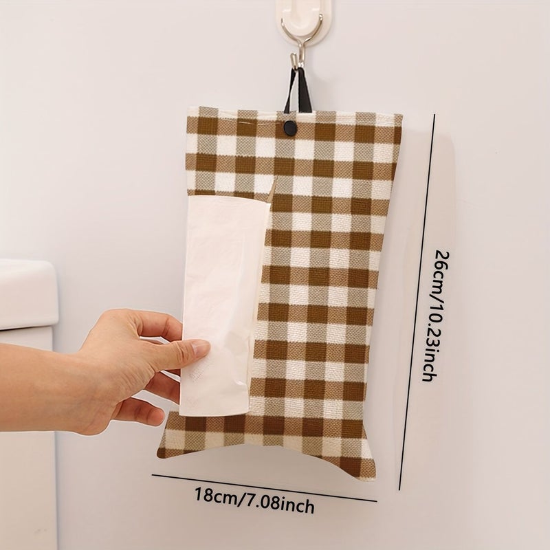 Checkered Pattern Tissue Box For Bathroom Living Room Decor Square Tissue Holder Home Accessories - Image 3