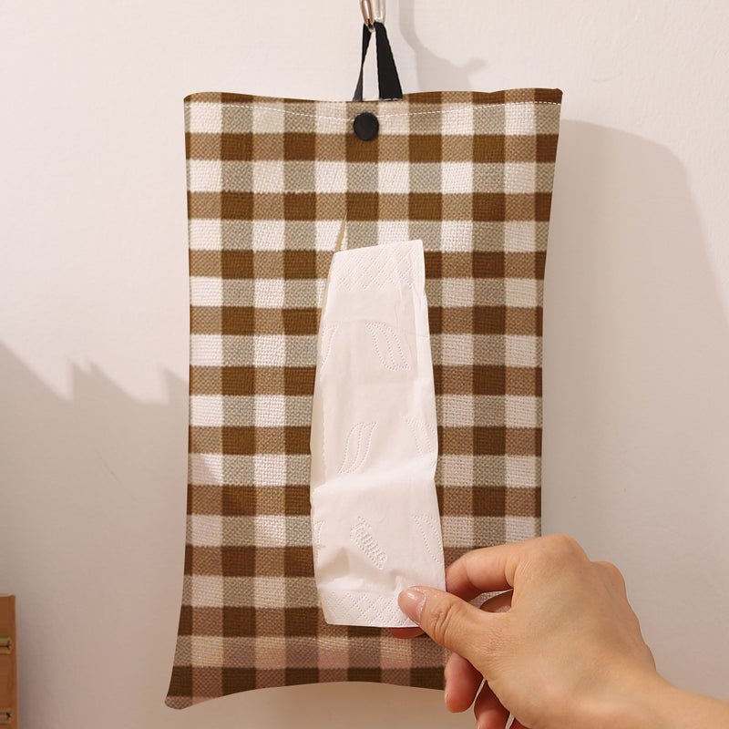 Checkered Pattern Tissue Box For Bathroom Living Room Decor Square Tissue Holder Home Accessories - Image 1
