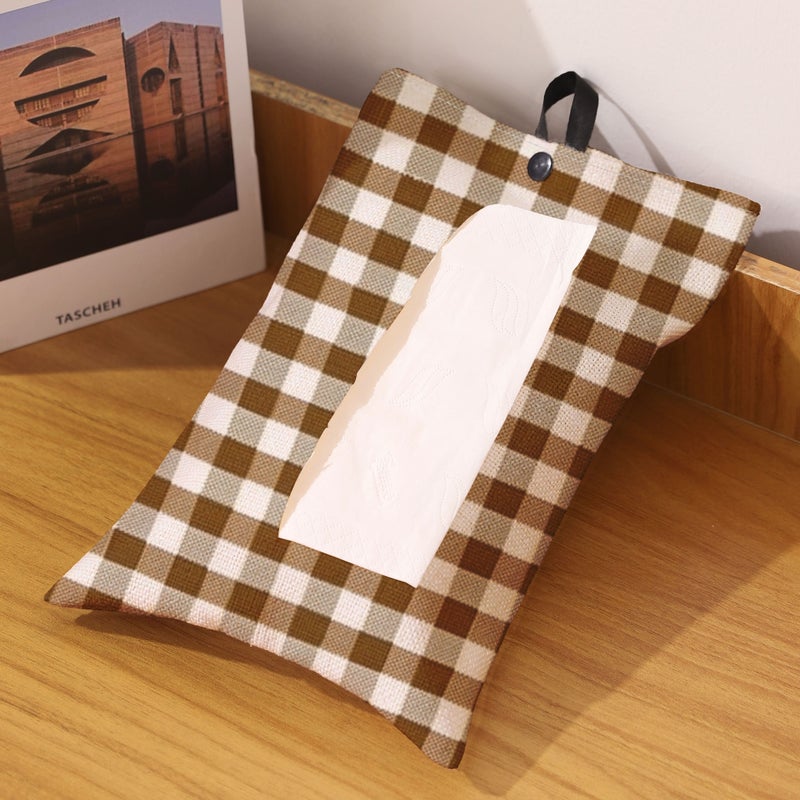 Checkered Pattern Tissue Box For Bathroom Living Room Decor Square Tissue Holder Home Accessories - Image 2