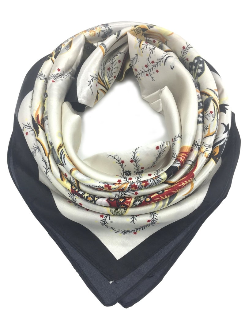 YOUR SMILE Silk Like Scarf Women's Fashion Pattern Large Square Satin Headscarf Headdress(11) - Image 1