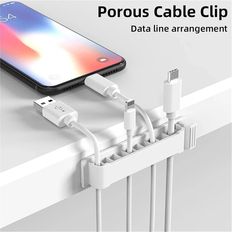 Cable Clips 10/28pcs Cable Organizer Clip Holder Charging Desk Management Fixing Clamp for Fastening Earphone Phone Charger(White,10pcs) - Image 3