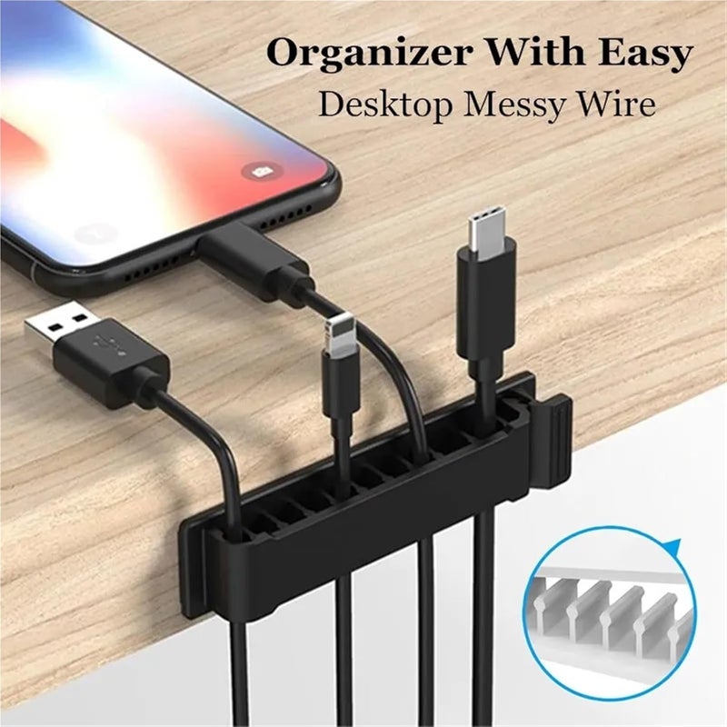 Cable Clips 10/28pcs Cable Organizer Clip Holder Charging Desk Management Fixing Clamp for Fastening Earphone Phone Charger(White,10pcs) - Image 2