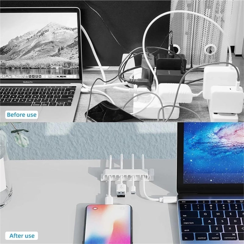 Cable Clips 10/28pcs Cable Organizer Clip Holder Charging Desk Management Fixing Clamp for Fastening Earphone Phone Charger(White,10pcs) - Image 4