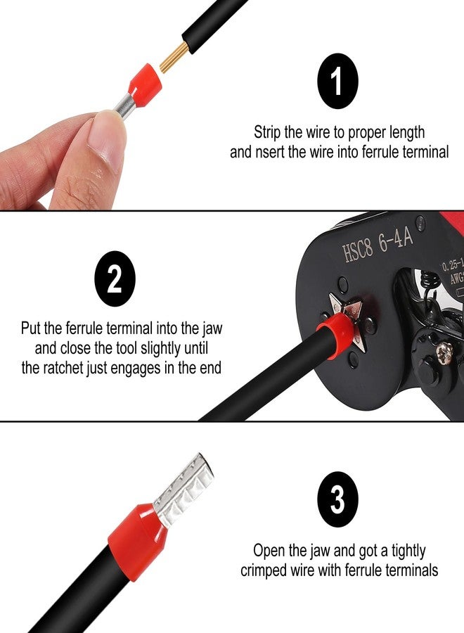 MELIFE 1251pcs Ferrule Crimping Tool Kit, AWG23-7 Self-adjustable Ratchet Wire Crimping Tool Kit Crimper Plier Set with 1250PCS Wire Terminals Crimping Connectors Wire End Ferrules Terminals - Image 5