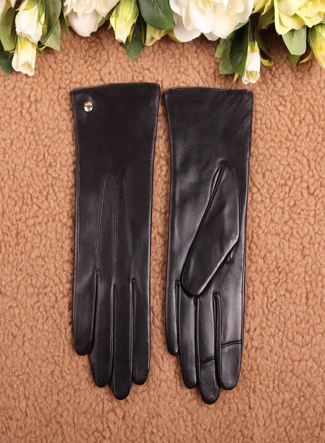 ELMA Women's Touch Screen Italian Nappa Leather Winter Texting Gloves (7, Black) - Image 5