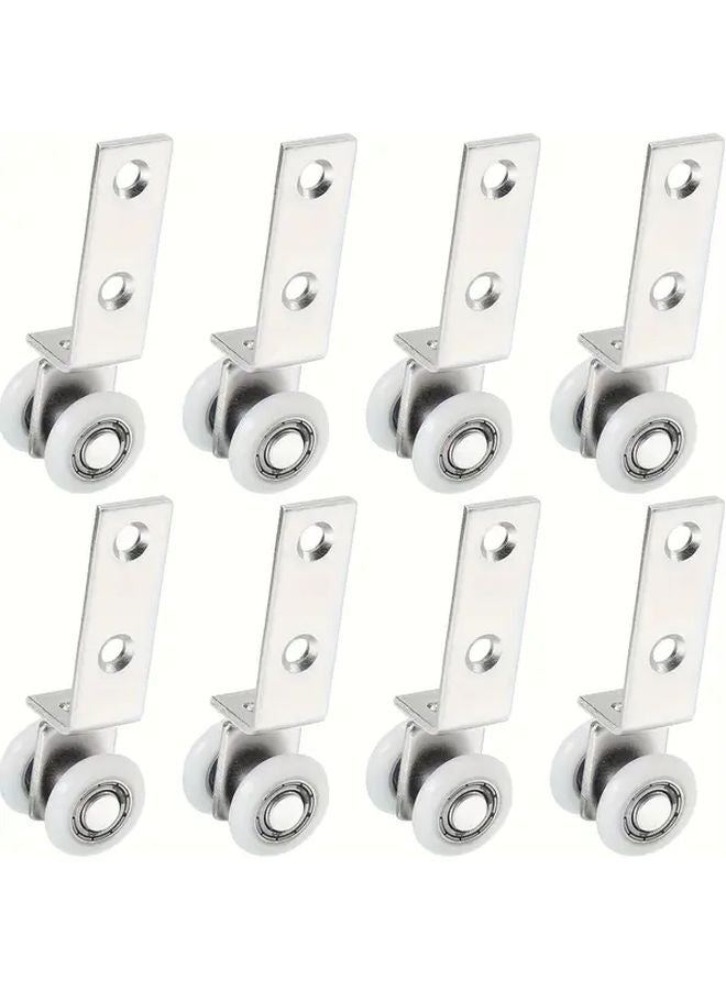 8 قطع من عجلات تعليق الستائر الثقيلة المصنوعة من الفولاذ المقاوم للصدأ مزودة بمحامل بتصميم ثنائي العجلات - Image 1