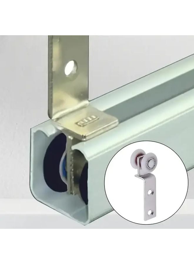 8 قطع من عجلات تعليق الستائر الثقيلة المصنوعة من الفولاذ المقاوم للصدأ مزودة بمحامل بتصميم ثنائي العجلات - Image 2