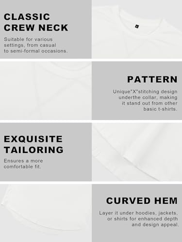 Comdecevis Mens 2 Pack Cotton T Shirts Crewneck Hipster Hip Hop Longline Gym Workout Athletic Shirts, XL, Black/White - Image 5