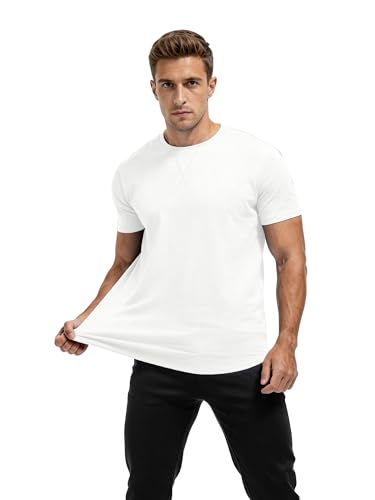 Comdecevis Mens 2 Pack Cotton T Shirts Crewneck Hipster Hip Hop Longline Gym Workout Athletic Shirts, XL, Black/White - Image 2