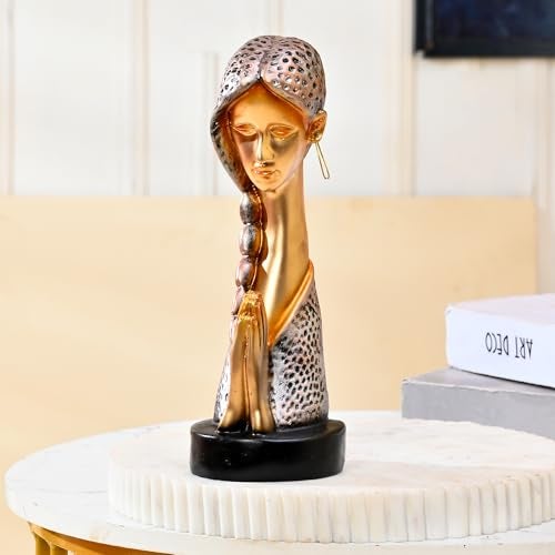 Xtore Graceful Resin Namaste Statue of a Girl |Elegant Spiritual Décor (Pack of 1, Golden & Silver) - Image 1