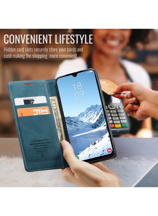 CaseMe Phone Case Luxury PU Leather Design 013 Flip Cover Card Slot Holder Cover For  Samsung Galaxy A17 (Green) - Image 4