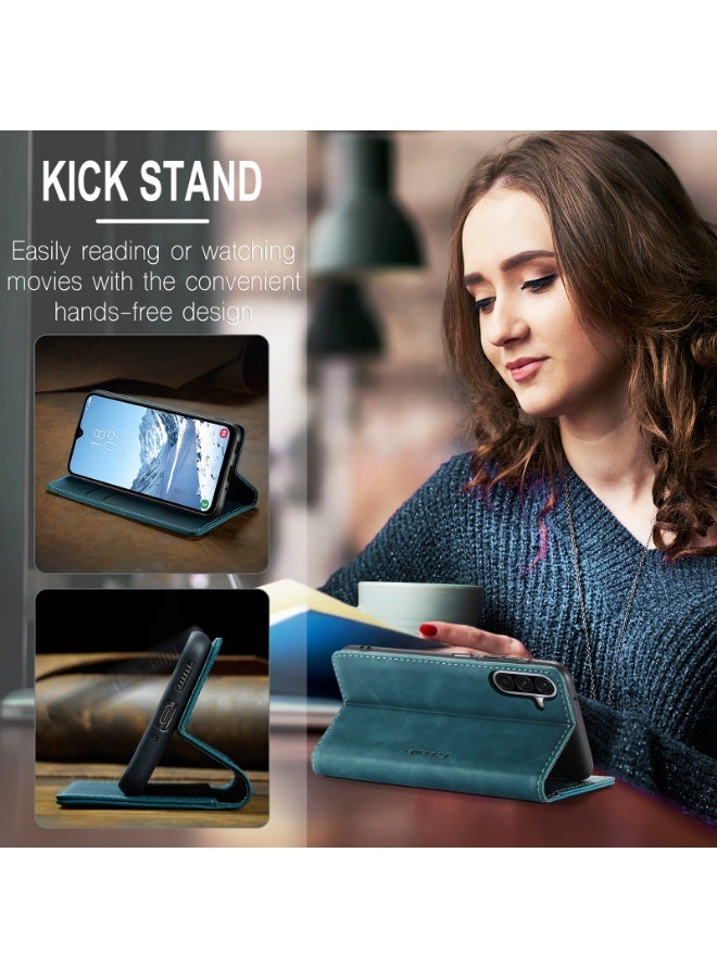 CaseMe Phone Case Luxury PU Leather Design 013 Flip Cover Card Slot Holder Cover For  Samsung Galaxy A17 (Green) - Image 3