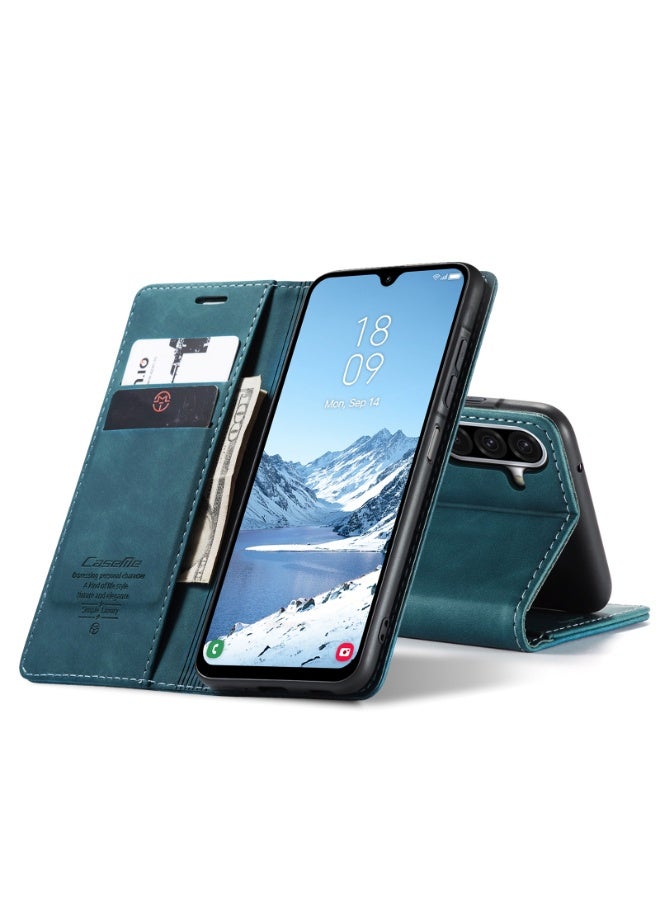 CaseMe Phone Case Luxury PU Leather Design 013 Flip Cover Card Slot Holder Cover For  Samsung Galaxy A17 (Green) - Image 2