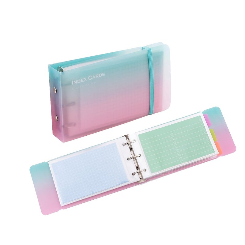 MANWU 3Ã—5â€ index card Binder organizer with Plastic pocket Sleeves, small organized folder for recipes Flashcards,portable notecards case holder (2pcs colorful) - Image 1