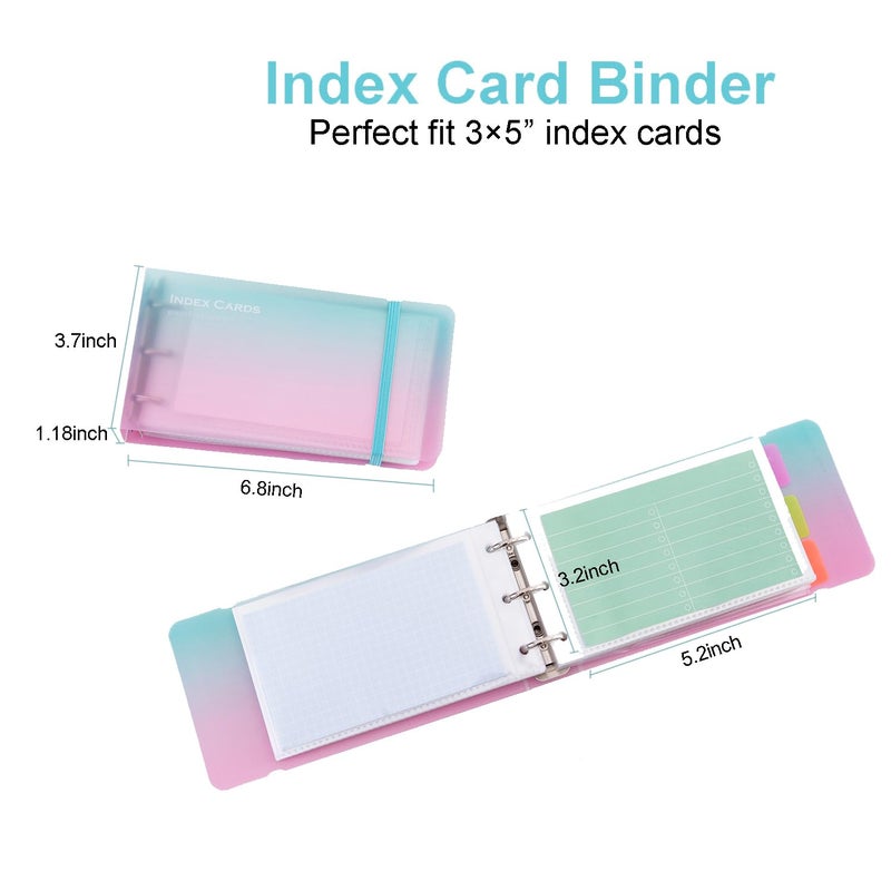 MANWU 3Ã—5â€ index card Binder organizer with Plastic pocket Sleeves, small organized folder for recipes Flashcards,portable notecards case holder (2pcs colorful) - Image 5