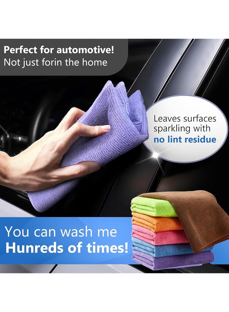 Microfiber Cleaning Cloth - 10Pcs (30*30cm) High Performance - 1200 Washes, Ultra Absorbent Weave Trap Grime & Liquid for Streak-Free Mirror Shine, Scratch Proof & Lint Free Cloth - Image 2