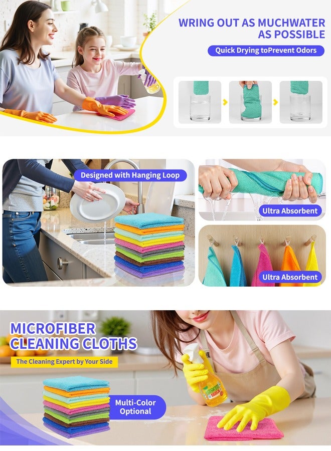 Microfiber Cleaning Cloth - 10Pcs (30*30cm) High Performance - 1200 Washes, Ultra Absorbent Weave Trap Grime & Liquid for Streak-Free Mirror Shine, Scratch Proof & Lint Free Cloth - Image 4