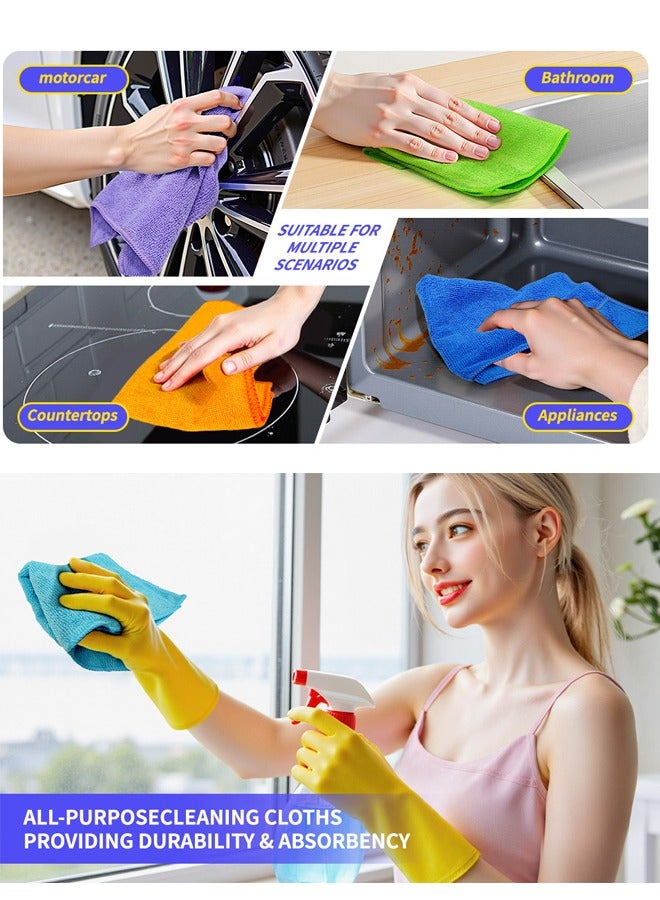 Microfiber Cleaning Cloth - 10Pcs (30*30cm) High Performance - 1200 Washes, Ultra Absorbent Weave Trap Grime & Liquid for Streak-Free Mirror Shine, Scratch Proof & Lint Free Cloth - Image 5