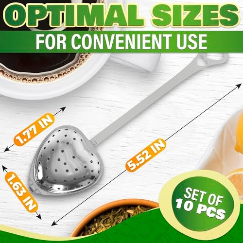 KETAR 10 Pcs Heart Tea Infuser for Loose Leaf Tea Steeper – Rust-Resistant Stainless Steel Strainers with Secure Clasp, Easy Brewing Design, Keeps Loose Leaves Contained | Suitable for Parties & Gifting - Image 2