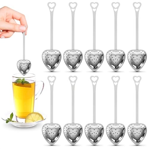 KETAR 10 Pcs Heart Tea Infuser for Loose Leaf Tea Steeper – Rust-Resistant Stainless Steel Strainers with Secure Clasp, Easy Brewing Design, Keeps Loose Leaves Contained | Suitable for Parties & Gifting - Image 1