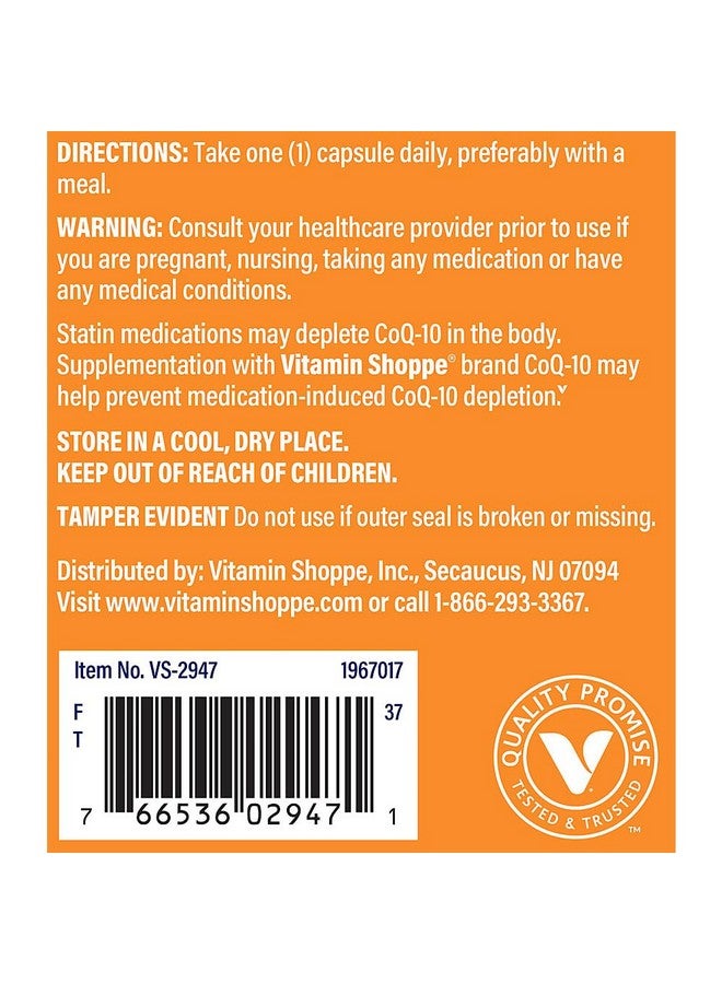 The Vitamin Shoppe CoQ-10 100mg - Beneficial for Those Taking Statins - Supports Heart & Cellular Health and Healthy Energy Production, Essential Antioxidant - Once Daily (180 Capsules) - Image 5