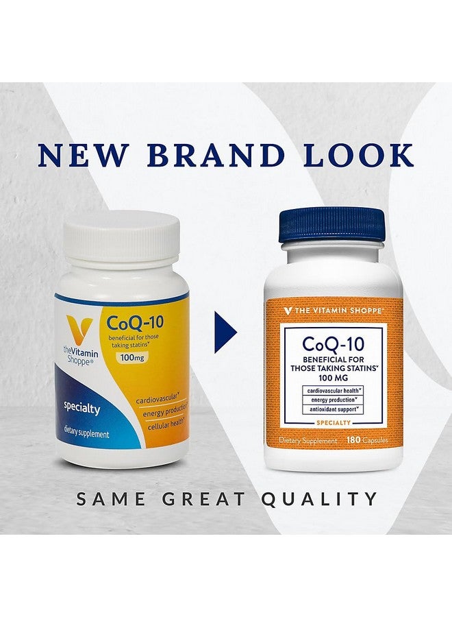 The Vitamin Shoppe CoQ-10 100mg - Beneficial for Those Taking Statins - Supports Heart & Cellular Health and Healthy Energy Production, Essential Antioxidant - Once Daily (180 Capsules) - Image 3