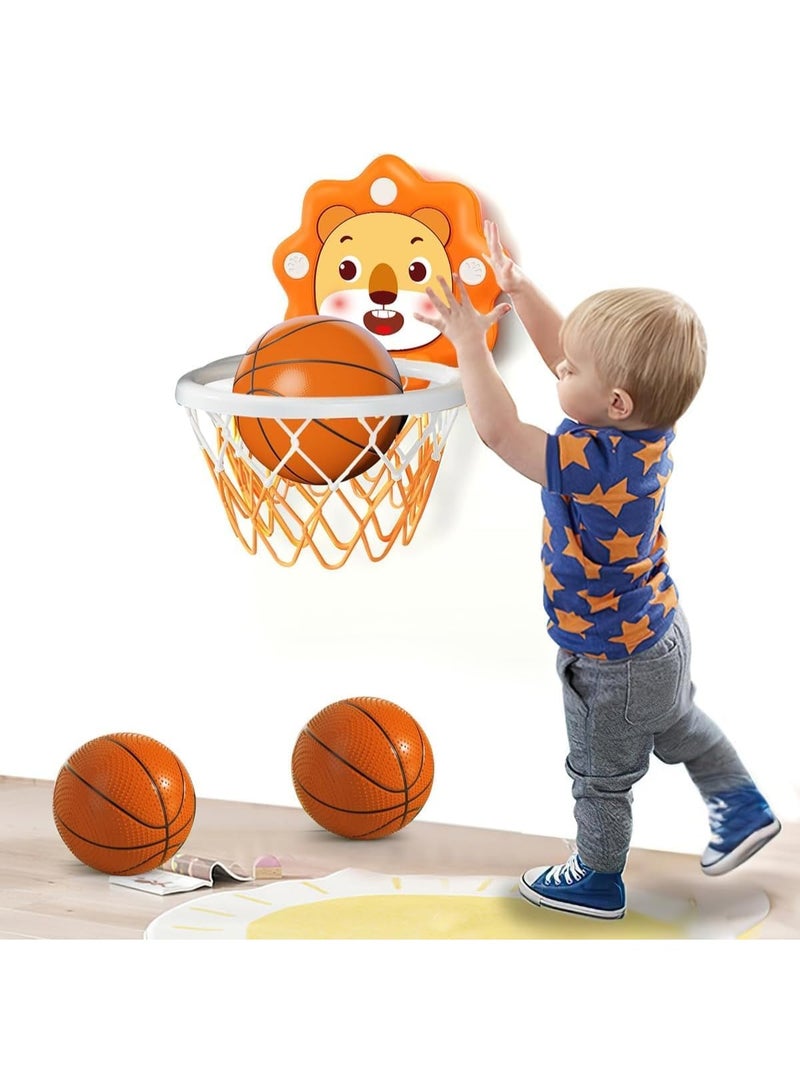 Indoor Mini Basketball Hoop for Toddlers Kids Boys Age 1-3-5 Bedroom,Adjustable Height,Space-Saving,Christmas Birthday Gifts Toy for Boys 4-6,Toddler Toys Age 2-4 orange (Small/No Scoring) - Image 1