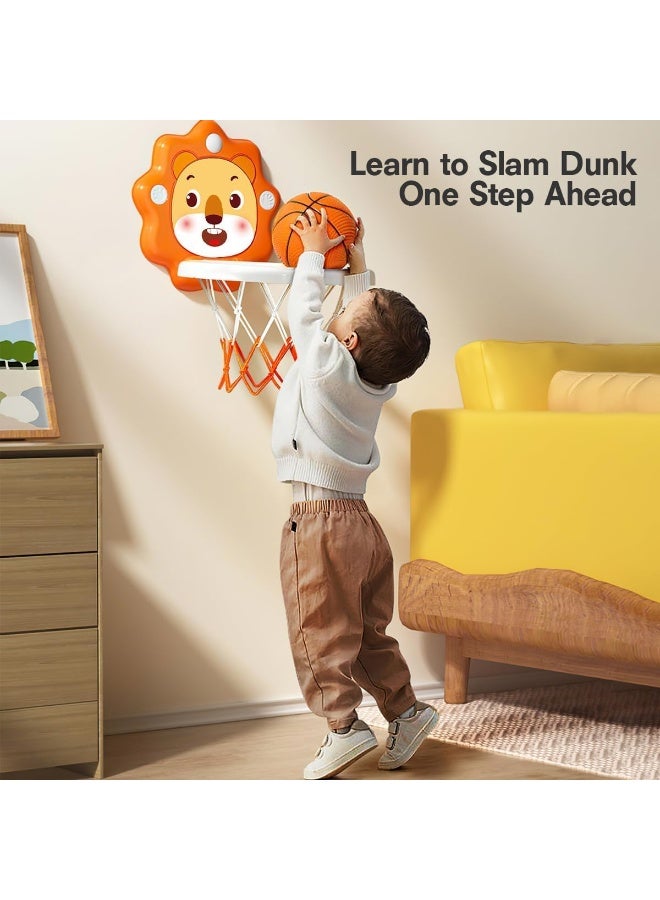 Indoor Mini Basketball Hoop for Toddlers Kids Boys Age 1-3-5 Bedroom,Adjustable Height,Space-Saving,Christmas Birthday Gifts Toy for Boys 4-6,Toddler Toys Age 2-4 orange (Small/No Scoring) - Image 5