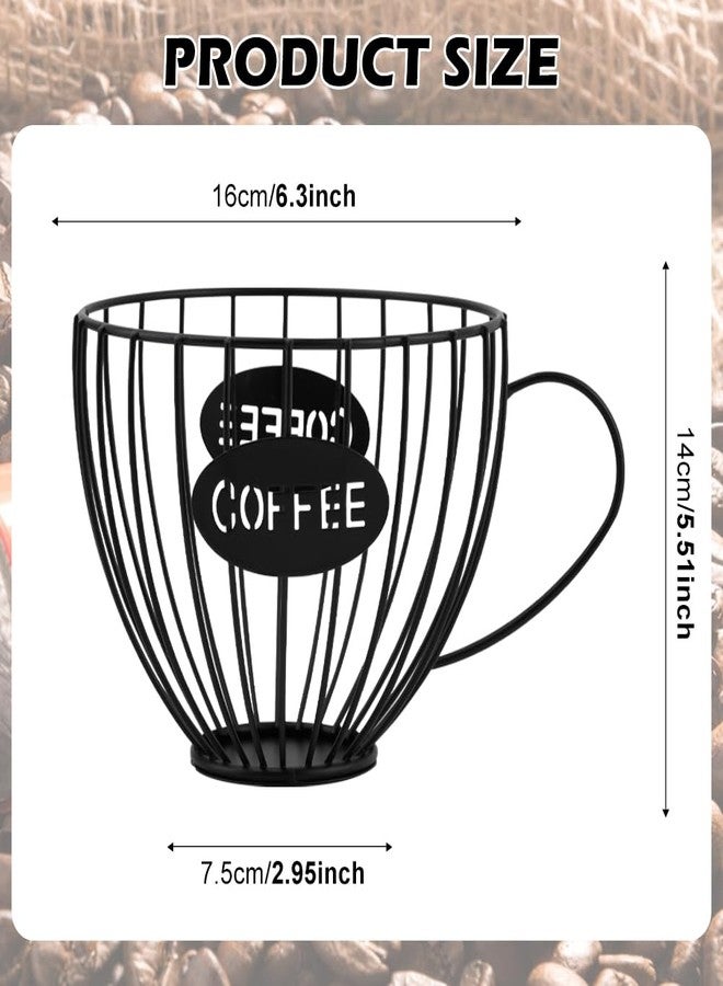 QWLWBU Coffee Pod Holder Large Capacity K Cup Holder for Counter,Coffee Filter Holder Black Wire Coffees Storage Basket for Kitchen Countertop,Coffees Bar,Coffe-e Station Organizer - Image 2