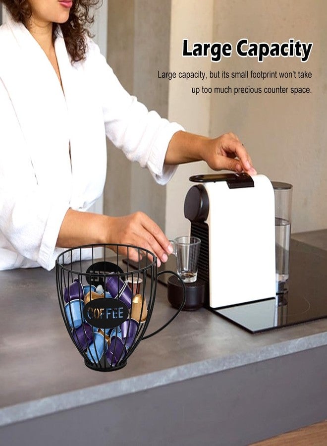 QWLWBU Coffee Pod Holder Large Capacity K Cup Holder for Counter,Coffee Filter Holder Black Wire Coffees Storage Basket for Kitchen Countertop,Coffees Bar,Coffe-e Station Organizer - Image 4